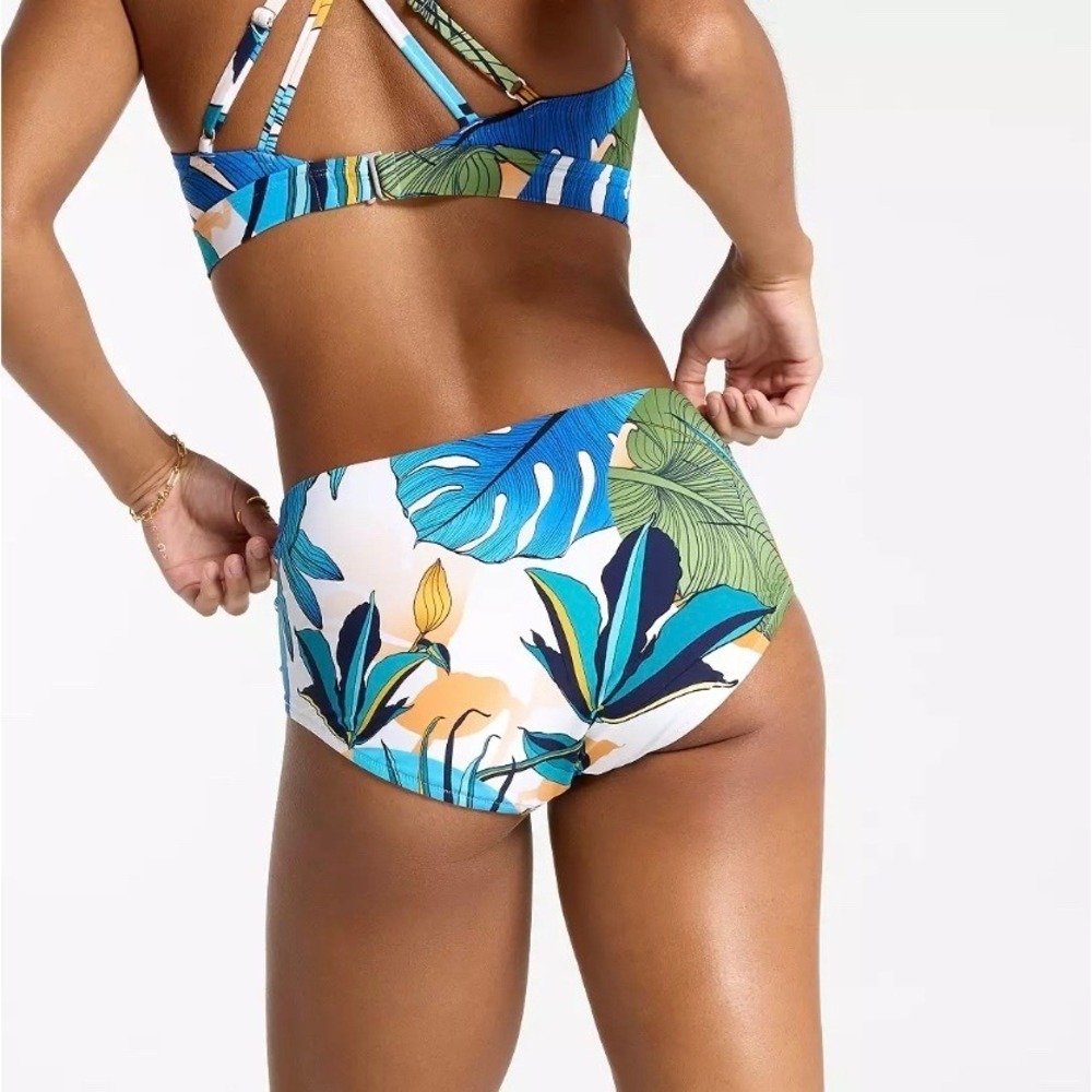 CALIA Womens Adjustable Tie Front Swim Bottom Size XL Botanical Print White NWT - Picture 4 of 11